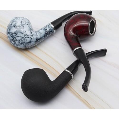 Retro Smoking Pipe Durable Resin Tobacco Pipe Filter Cigarette Holder Bent Round Father Gift Smoking Pipe Smoke Accessory