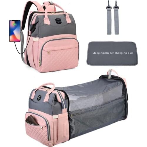 Baby Diaper Bag Bed Backpack Mom Maternity Bag Stroller Nappy Bag Large Capacity Nursing Bag for Baby Care Upgrade Backpack