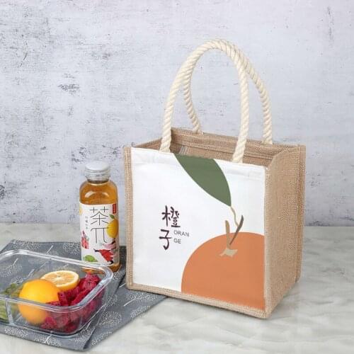 Printed Bag Lunch Bag Linen Bento Bag Waterproof Lunch Bag Rice Bag Japanese Zip Lunch Bag for Office Workers