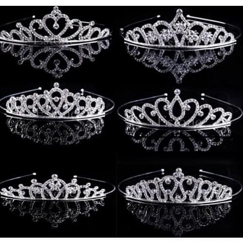 Wedding Bridal Princess Austrian Crystal Tiara Crown Veil Hair Accessory For Girls Children Tiara Crown Hair Jewelry Drop Ship