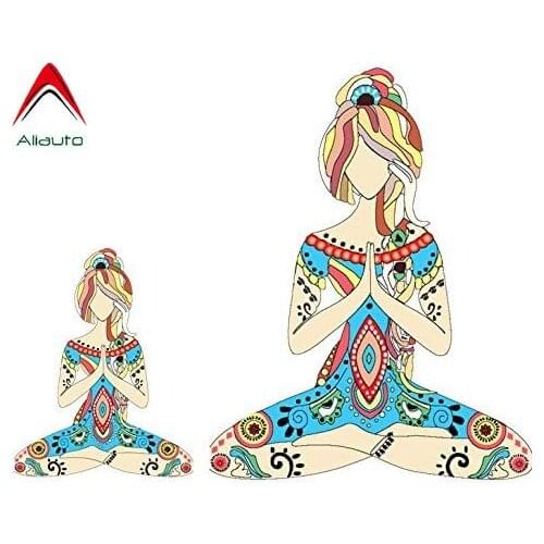 Aliauto Funny Car Sticker Yoga Girl Stickers Waterproof Decals for Car Or Laptop Beautiful Vibrantly Colored Decal PVC,12cm*8cm
