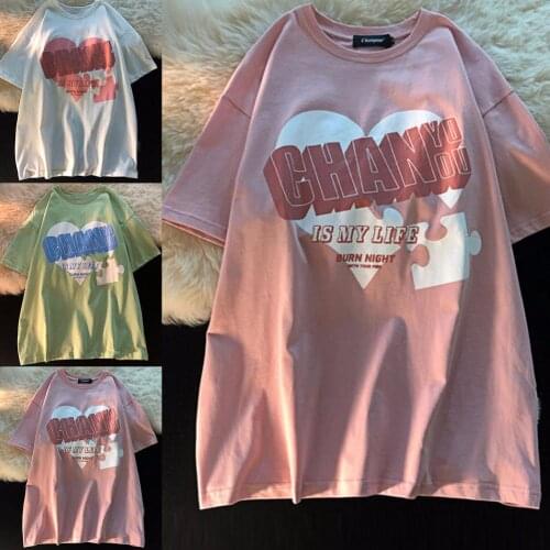 2021 Women Summer Graphic Tee T-shirts Letter Love graphic tee Print Comfortable to Wear Polyester Ladies Short Sleeve Tops