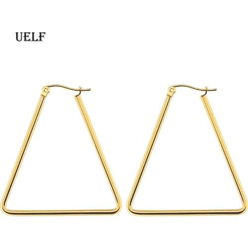 Uelf Hot New Statement Large Hoop Earrings for Women Gold Color Gold Earring Luxury Jewelry for Wedding Anniversary Gift