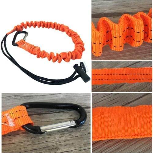 1.1m Single Carabiner Tool Lanyard Fall Protection Climbing Safety Rope Aerial Work Telescopic Elastic Rope Tool Buckle