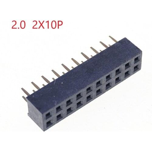 100pcs 2x10P 20 Pin 2.00 mm Female Header Pin Headers dual row Straight Through Hole Insulator height 4.30mm Rohs