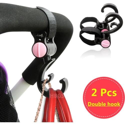 2 x Shopping Bag Hooks For Buggy Pram Pushchair Stroller Clips Hand Carry Attach Rotate 360 Degree Baby Carriage Hook