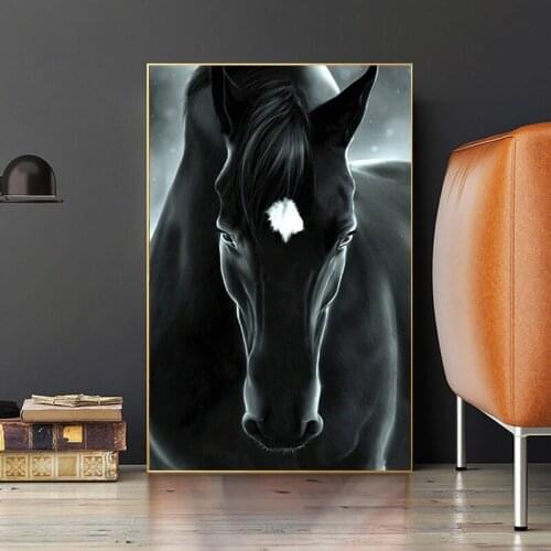 New 5D DIY Diamond Painting Dark Horse Square Rhinestone Diamond Embroidery Animal Cross Stitch Handmade Gift Wall Decoration