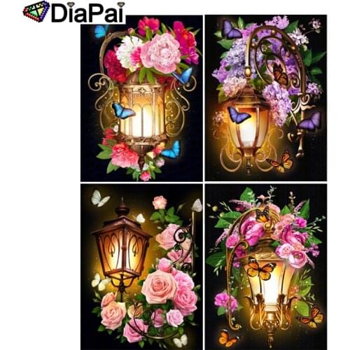 DIAPAI 5D DIY Diamond Painting 100% Full Square/Round Drill "Flower light" 3D Embroidery Cross Stitch Home Decor