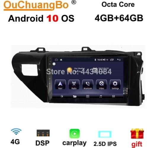 Ouchuangbo car radio gps stereo audio player for Toyota Hilux 2015-2018 RHD support 8 core carplay DSP 1080P 4+64 android 9.0 OS