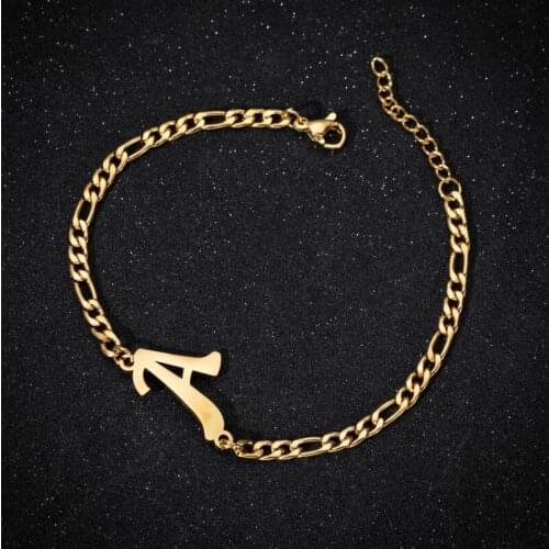 Name Initial Bracelets Bangles A-Z 26 Letters Alphabet Charm Bracelet for Women Stainless Steel Jewelry Name Pulseiras