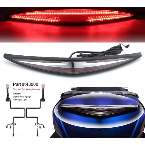 Black Motorcycle Trunk Spoiler LED Flowing Water Turn Signals Brake Running Tail Light For Honda Gold Wing GL1800 2018-Up