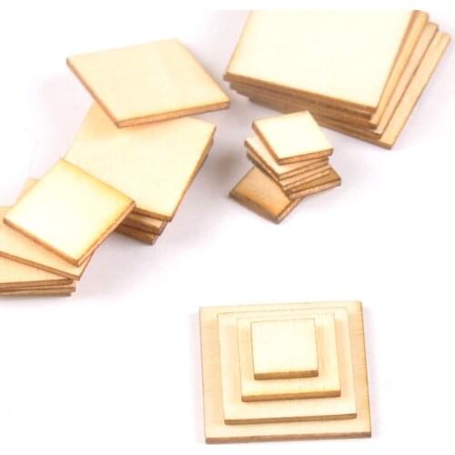 100pcs Wooden Crafts foursquare Pieces Scrapbooking Crafts wood decoration for Home Decoration 10-25mm m2133