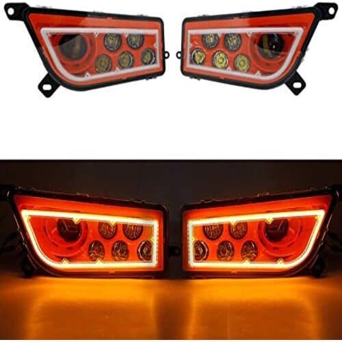 For 2014-2016 Polaris RZR 900 S RZR XP 1000 Turbo Orange UTV ATV Led Headlights with Amber Halo Angel Eyes Ring