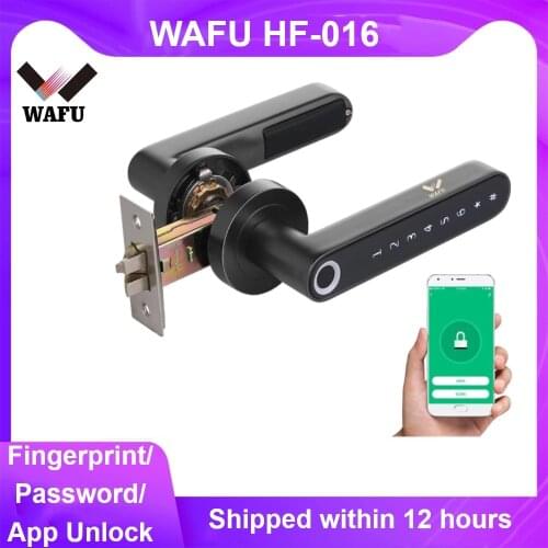 WAFU WF-016 Fingerprint Door Lock Smart Bluetooth Password Handle Lock APP Unlock Keyless Entry Works with iOS/Android