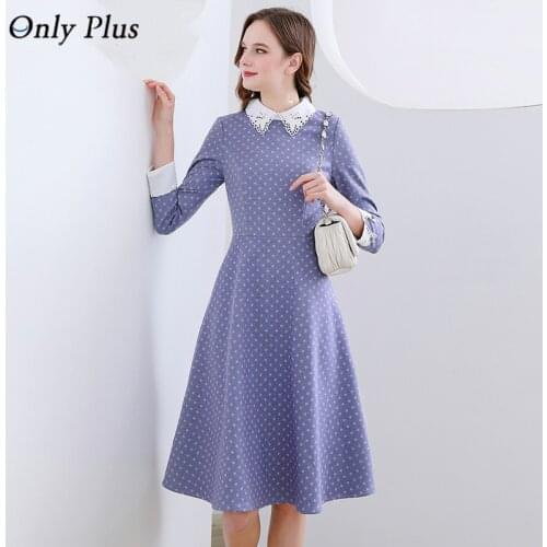 Blue Polka Dot Dress Women 2021 Spring Slim Fashion Bodycon Party Dresses Elegant Office Female Knee Length A-Line Vestidos