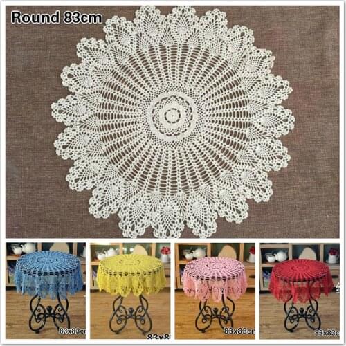 European Pastoral Delicate Hand Crochet Multicolor Tablecloth Balcony Bedroom Small Round Table Cover Wedding Decoration Tapete