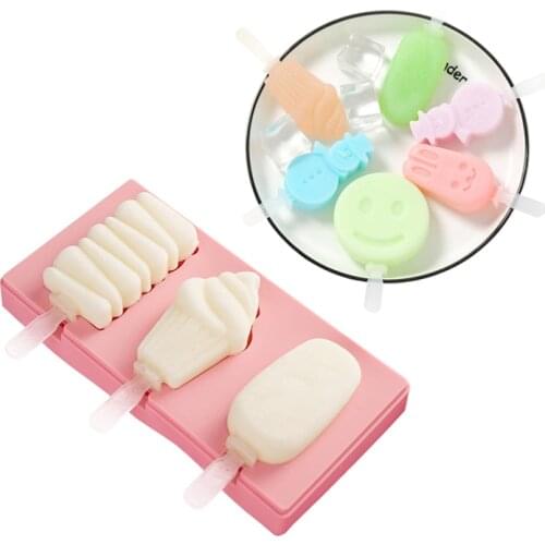 Popsicle Mold with Cover Silicone Ice Cream Maker Jelly Pudding Making Tray Ice Cube Mold for Candy Bar Decorating Tool