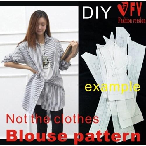 Pattern Making Womens Long Sleeve Falling Shoulder Casual Mid-length Style Big Shirt Pattern 1:1 Garment Cutting Drawing BCY-38