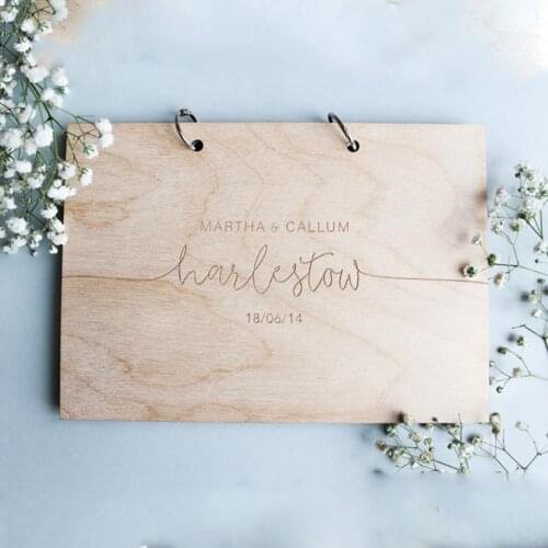 Personalized Wooden Wedding Guest Book Rustic Printing Guestbook Wedding Memory Engraved Book Custom Wedding Album