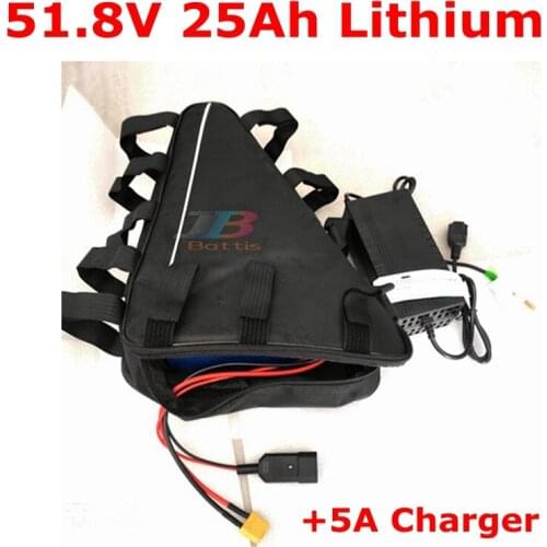 14S 25Ah 48V Triangle Lithium polymer battery with BMS 51.8V 48V Li po bateria 48v 1000w electric bike 1500W motorcycle motor