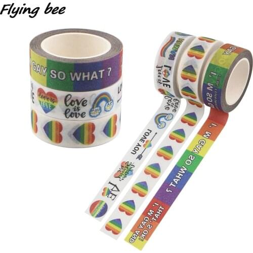 Flyingbee 15mmX5m Rainbow Gay Creative DIY Matte Tape Paper Waterproof Stickers Notebook Decoration Gifts X1087