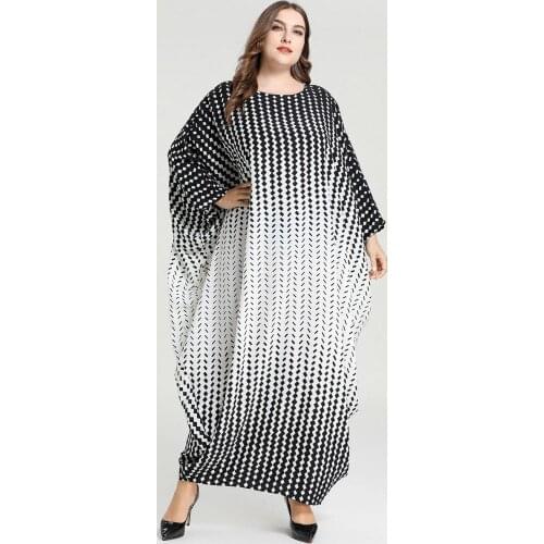 Muslim Dress Lady Party European Clothes American Clothing Abaya Dubai Maxi African Design Loose Print Robe Gowns DR-249
