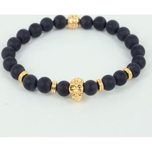 1pc Natural Matte Bead Stone Bracelet Fashion 8mm Mens Skull Bracelet Charm Men Bracelet Statement
