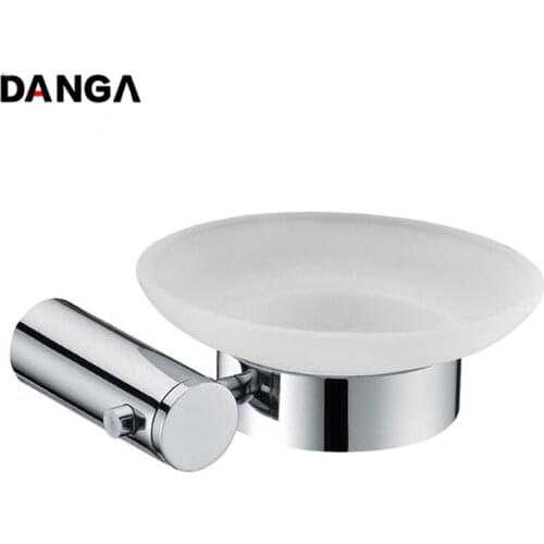 Wall Mounted Soap Dish Round Soap Holder Stainless Steel Soap Storage Rack Frosted Glass Dish Shower Holder Bathroom Accessories