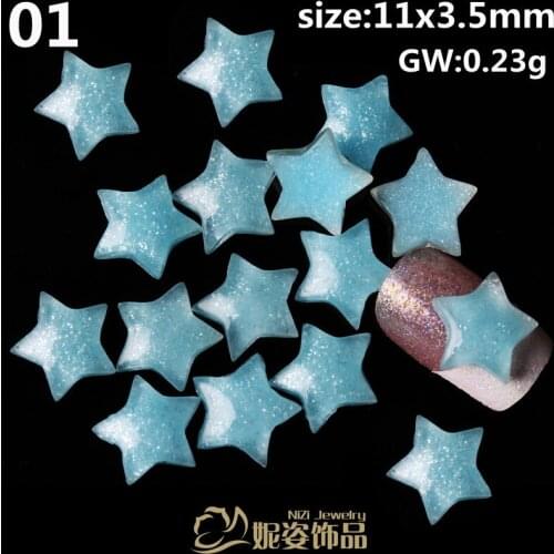 New 200pcs 11x3.5mm Glitter beauty resin 3D lucky star for nail decoration