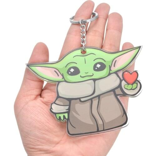 New Arrival Acrylic Keychain Star Wars Baby Yoda Figure Key Chains for Women Man Bag Car Keyring Holder Jewelry Accessories Gift