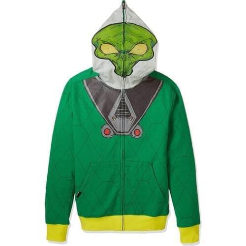 OEM printed streetwear hip hop full face zip hoodie for men