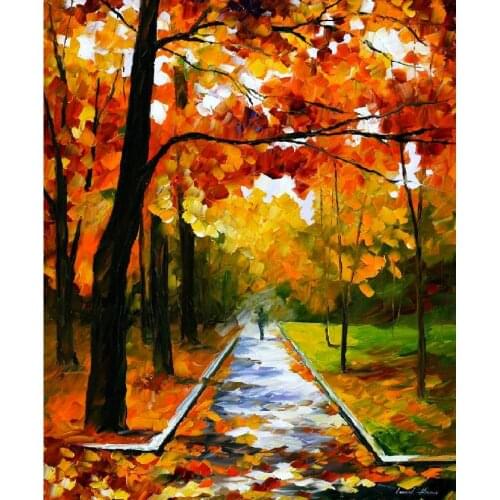 Landscape Modern paintings with Palette knife art oil on Canvas november park Handmade high quality