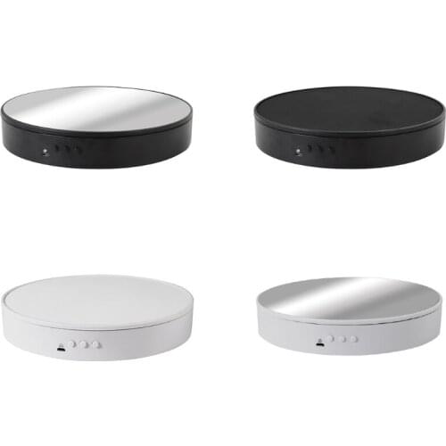 20cm 360 Degree 5V Electric Auto-Rotation Photography Rotating Turntable Display Stand Display Turntable(Black mirror)