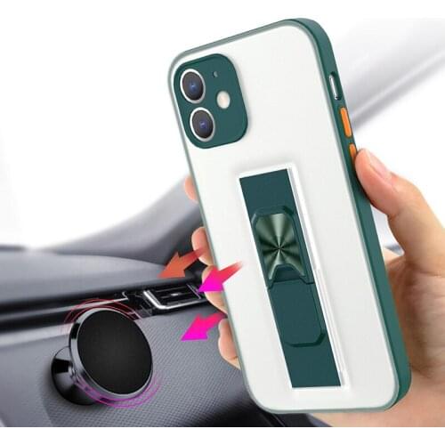 Transparent Matte Phone Case For iphone X Xs Max XR 11 12 Pro Max 12 Mini 7 8 Plus SE 2020 Shockproof Bracket Stand Back Cover