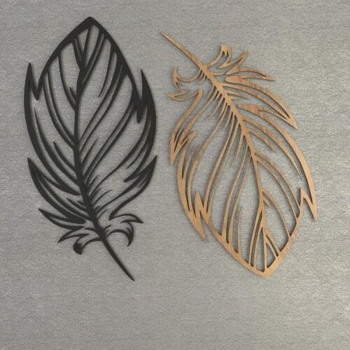 Bird Feather Wood Decorative Wall Decor Black 2 pcs feather shape. Pcs Measure 40x20cm'dir. Total Area 50x80 cm