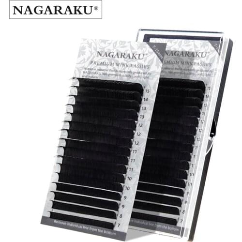 NAGARAKU 16-20mm Mix 21-25mm Mix 7-15mm Mix Premium Natural Mink Individual Eyelash Extension Makeup Maquiagem Cilios J/B/C/D