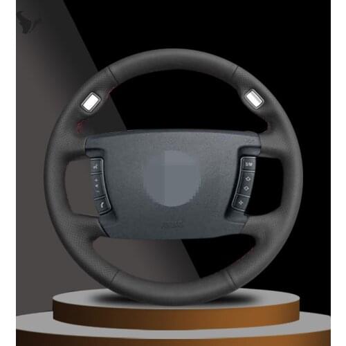 Hand-stitched Black Artificial Leather Steering Wheel Cover for BMW E65 E66 2001 2002 2003 2004 2005 2006 2007 2008 (4-Spoke)