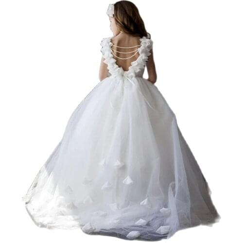 Gardenwed White Flower Girl Dress Tulle Puffy Princess Dress Cute Baby Party Dress Child Dress Little Girl Dress First Communion