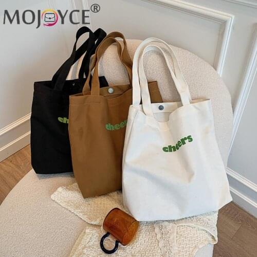 Vintage Women Letters Printing Canvas Shoulder Tote Bag Casual All-match Character Large Capacity Shopping Travel Handbags