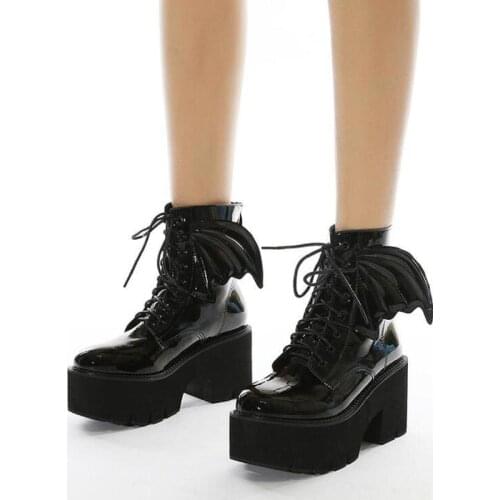 Plus big Size 42 Chunky Motorcycle Boots Women Autumn Fashion Round Toe Lace-up Combat Boots Ladies Shoes Womens winter Shoes