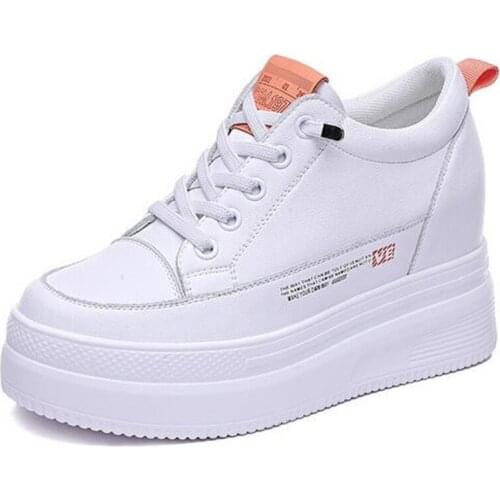 2021 New White Shoes Casual Sneakers Cowhide Mesh Breathable Sandals Platform Increased Within High Heels Women' Sneakers Shoes