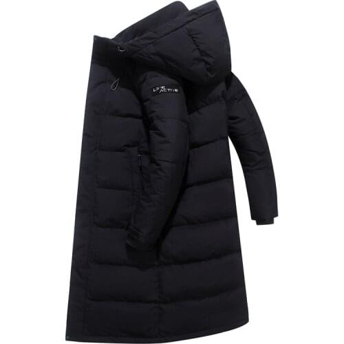 Winter 2020 mens hooded fashion high-quality mid-length thick coat loose black parka