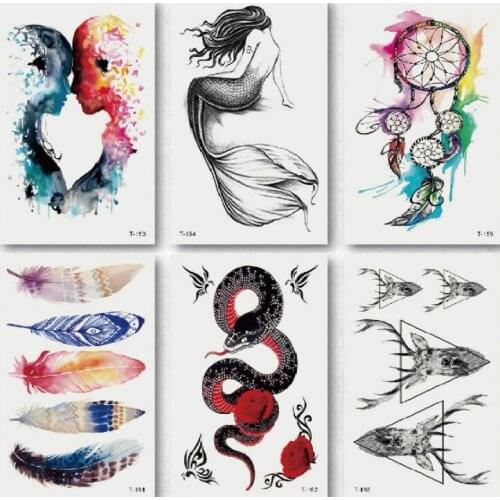 1000Pcs/Lot New Unique Design Waterproof Temporary Body Tattoo Escaping Clavicle Arm Flash Powder Flowers Onetime Tatuajes #3698