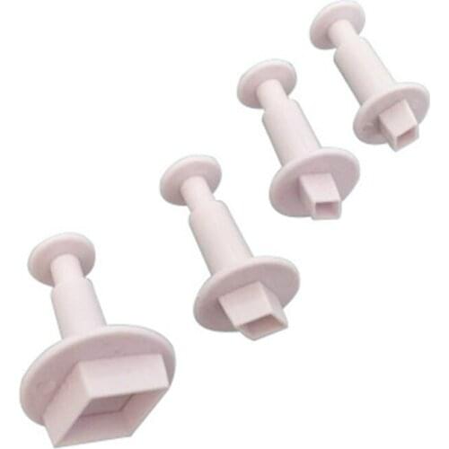4 Pcs Cookie Plunger Cutter Square Diamond Fondant Cake Decorating DIY Tool Sugarcraft Cutter Mold Cookie Mold Chocolate Mold