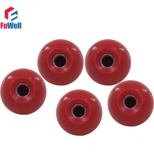 5pcs Red Bakelite Ball Lever Knob Iron Insert M6x25/M8x30/M10x35/M12x40mm Machine Tool Replacement Ball Knobs