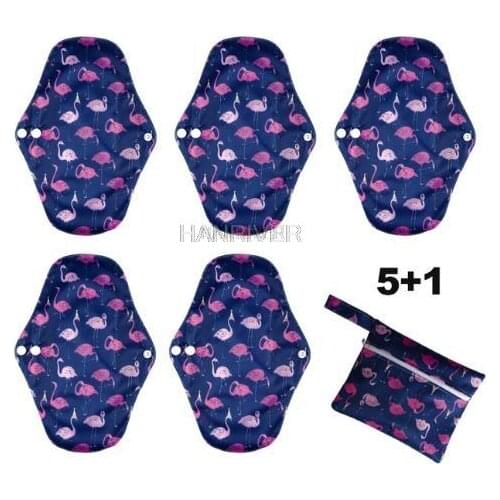 5 Pcs Feminine Menstrual Panties Washable Reusable Menstrual Pads Bamboo Charcoal Cloth Sanitary Napkin Pads for Monthly Gaskets