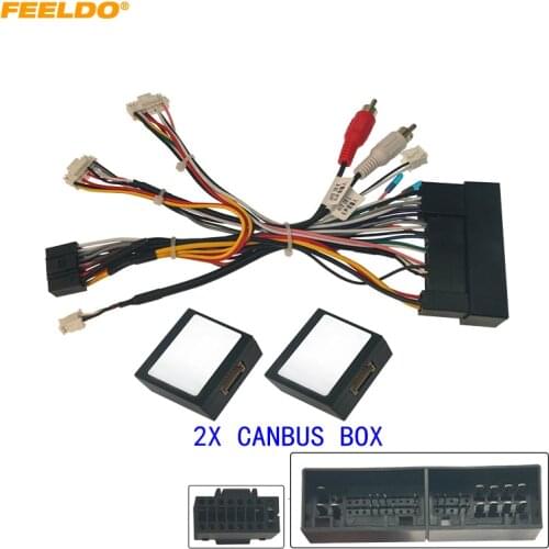 FEELDO Car Audio 16PIN DVD Player Power Calbe Adapter 2 Canbus Boxes For Hyundai IX35 Sonata 8 Santafe Kia K3 Wiring Harness
