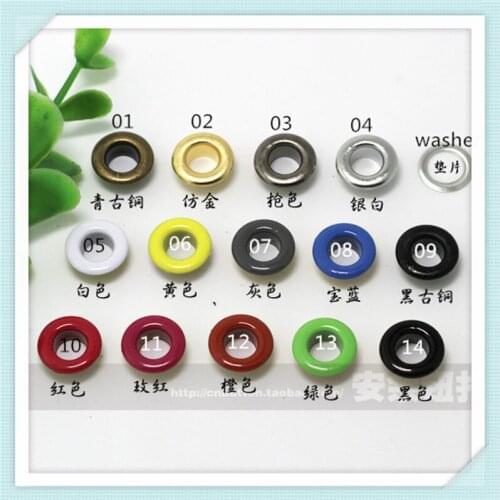 Free Shipping 1000 x 5mm 14 Plating Colors Eyelets with Washers in Various Colours for Garments - (Size No: 300# - 5mm) EE-03