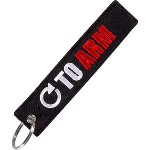 Fashion Embroidery Go to Arm Keychains Key Ring for Cars and Motorcycles REMOVE BEFORE FLIGHT Key Fob Gift for Men Keyring Chain