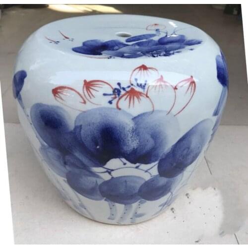 Jingdezhen Ceramic stool Hand-painted Blue And White Lotus pattern Outdoor Balcony Toilet porcelain stool